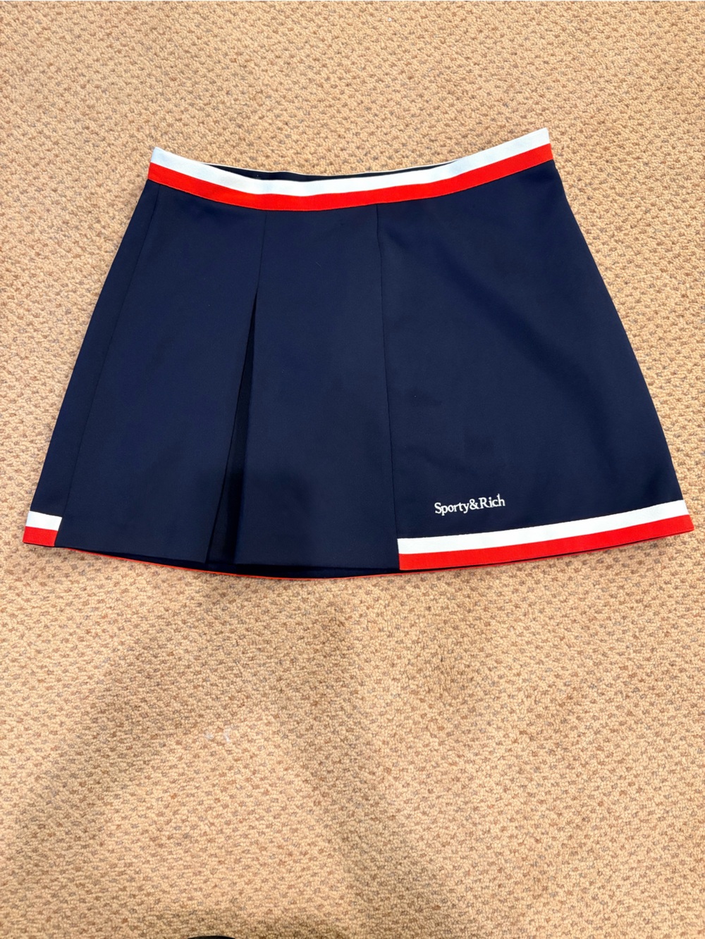 Sporty & Rich Navy Skirt with White Piping